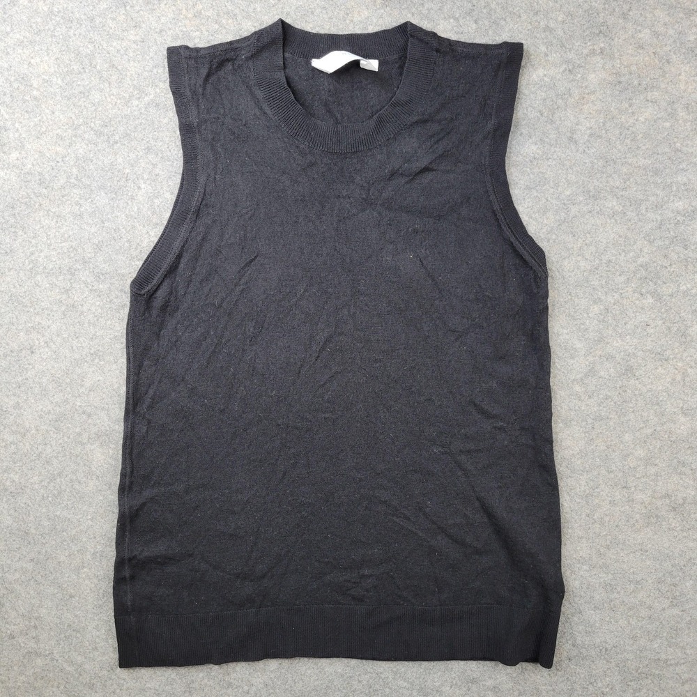 Everlane Sweater Womens Petite Small Black 100% Wool Sleeveless Vest Knit Top